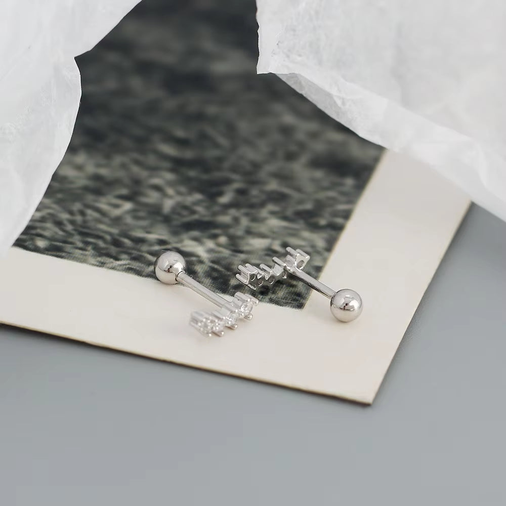 KR Colored Zircon Earrings S925 Sterling Silver Ins Style Flower Inlaid Diamond Screws Earrings Wholesale