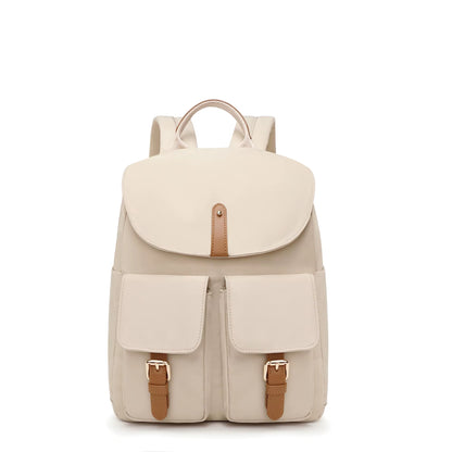 Simradia Anti-Theft Casual Nylon Beige Ladies Backpacks for Women Travel Backpack