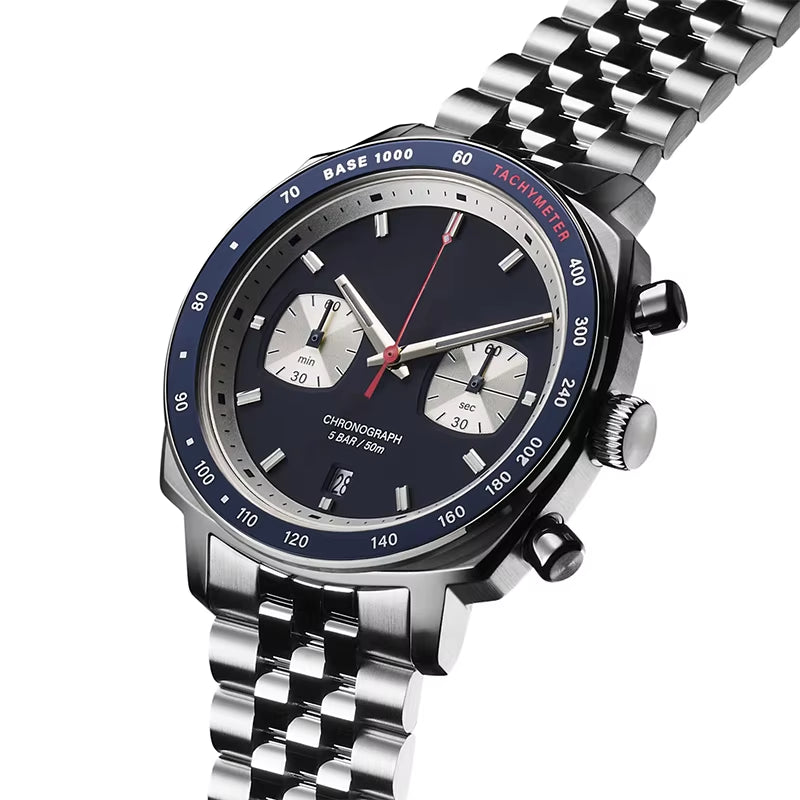 Revival of the Golden Age OEM ODM Chronograph Men Watch Cushion Case Shape 316L SS U3068