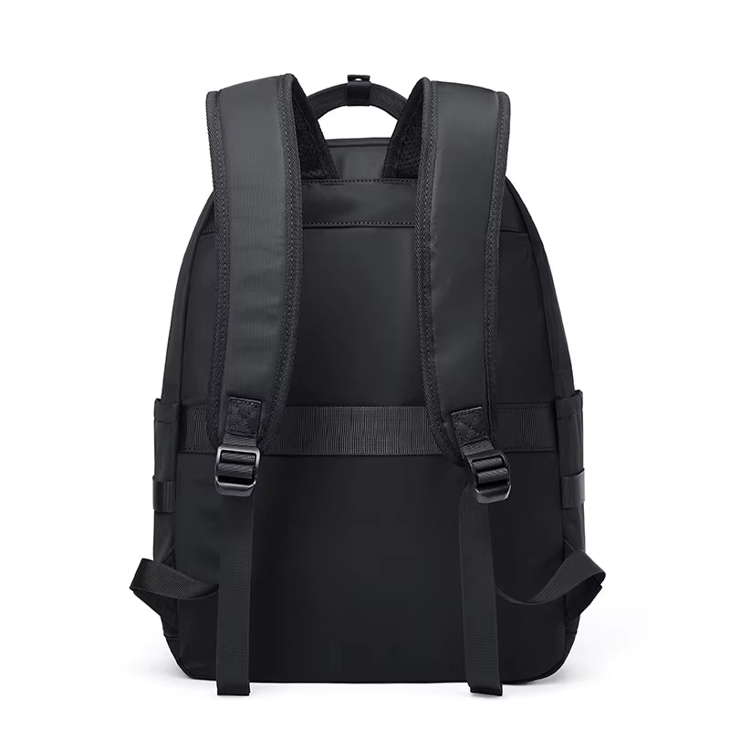 MOYYI Lightweight Casual Men'S School Backpack Student Black Waterproof Polyester Laptop Backpack for Man with Woven Logo