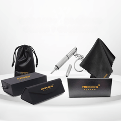 Glasses Care Kit: Folding Case, Cleaning Cloth, Pouch, Drawer Box, & Screwdriver