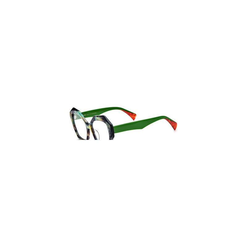 Oversized Cat Eye Acetate Optical Glasses Frame - Green Temple - MCROONS