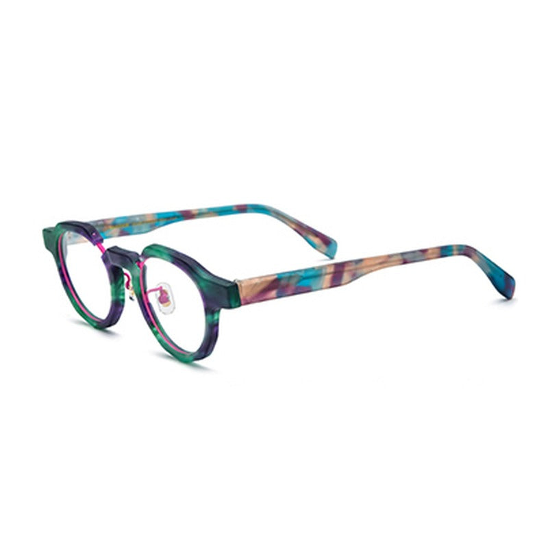 Colourful Matte Acetate Round Optical Glasses Frame - Green - MCROONS