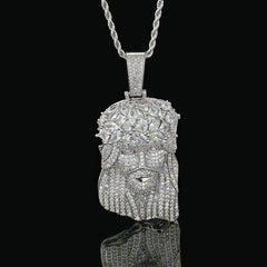 Hip Hop Jewelry Iced Out Diamond Charm Pendant Gold Silver Plated Claw Setting Zircon Wreath Jesus Head Pendant for Women