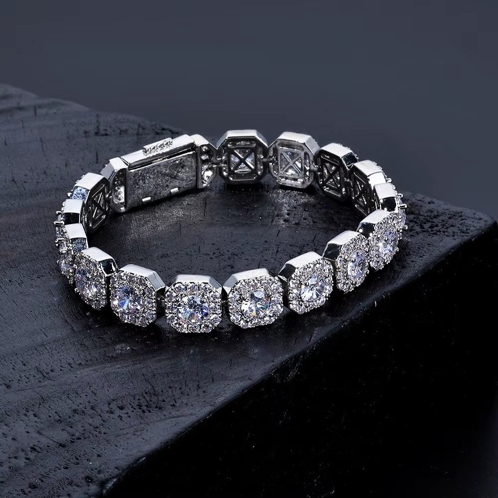 Iced Out Zircon Bracelet Gold Plated 10/12Mm Clustered Tennis Chain Women Hip Hop Bling Jewelry - MCROONS.COM