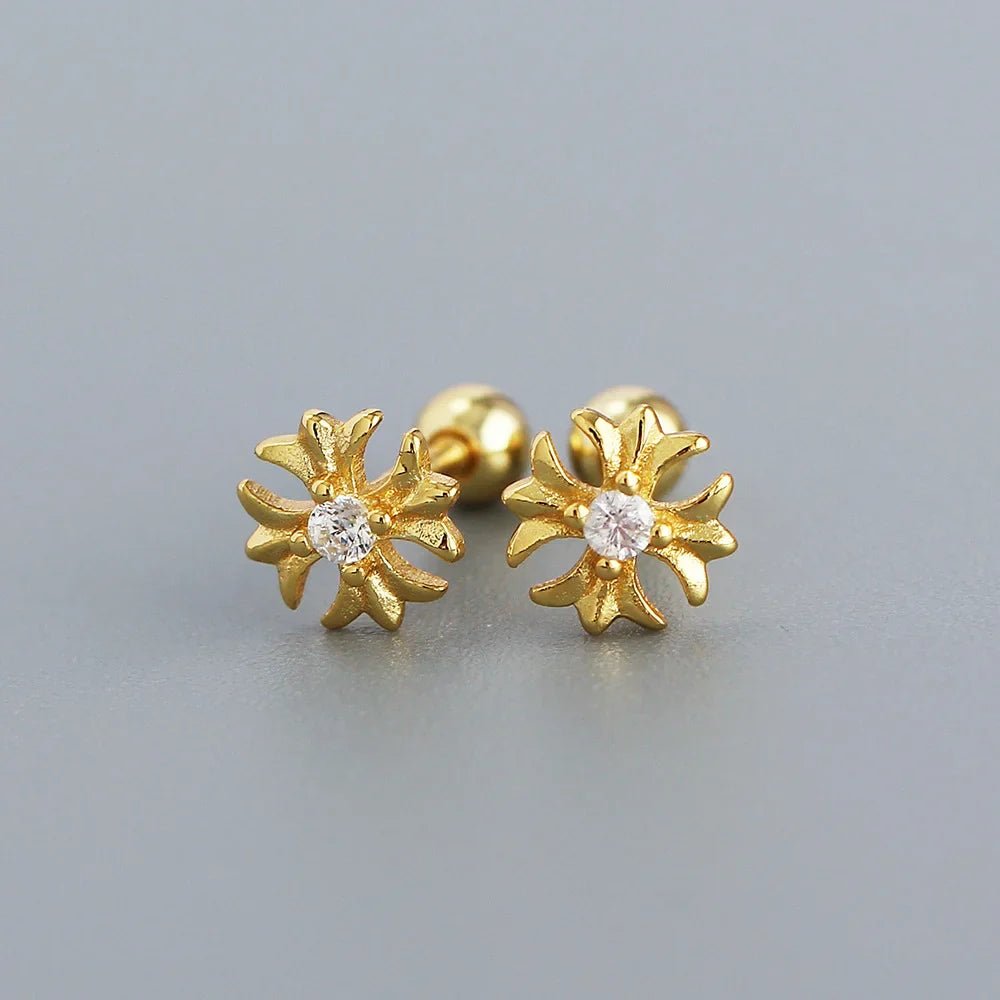 KR Europe and America S925 Silver Ear Bone Nails Ins Cross Screws Earrings Sleep without Removing Earrings Wholesale for Women - MCROONS.COM
