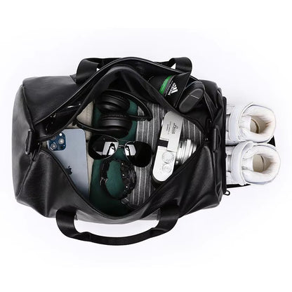 Large Size Travel Bag Duffel Bag with Shoe Compartment Sport Gym Travel Waterproof Black Customized - MCROONS.COM