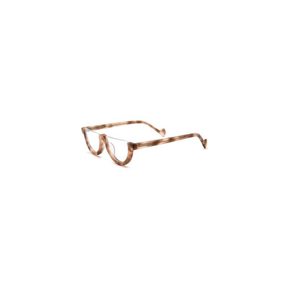 Retro Half-Round Acetate Semi-Rimless Optical Glasses Frame - Leopard - MCROONS