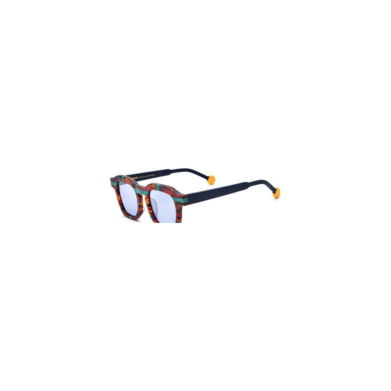 Playful Colour-Pop Acetate Square Polarized Sunglasses - Leopard Purple Lens - MCROONS