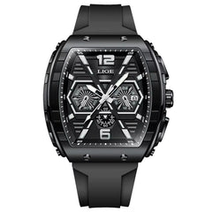 LIGE 89108 Business Wristwatch Waterproof Sport Men'S Watch Casual Silicone Date Quartz Wrist Watches for Men Relogio Masculino