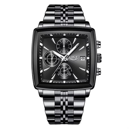 LIGE 89208 2025 Fashion Square Mens Watch Business Watches Men Waterproof Luminous Chronograph Quartz Wristwatches Reloj Hombre - MCROONS.COM
