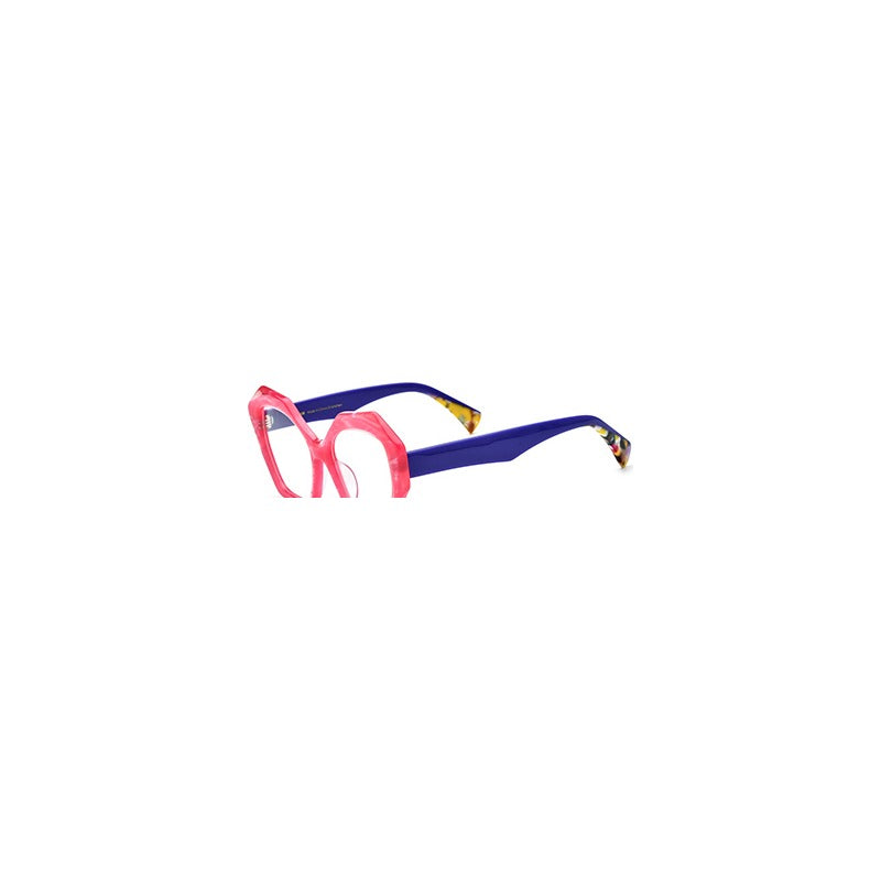 Oversized Cat Eye Acetate Optical Glasses Frame - Light Purple Temple - MCROONS