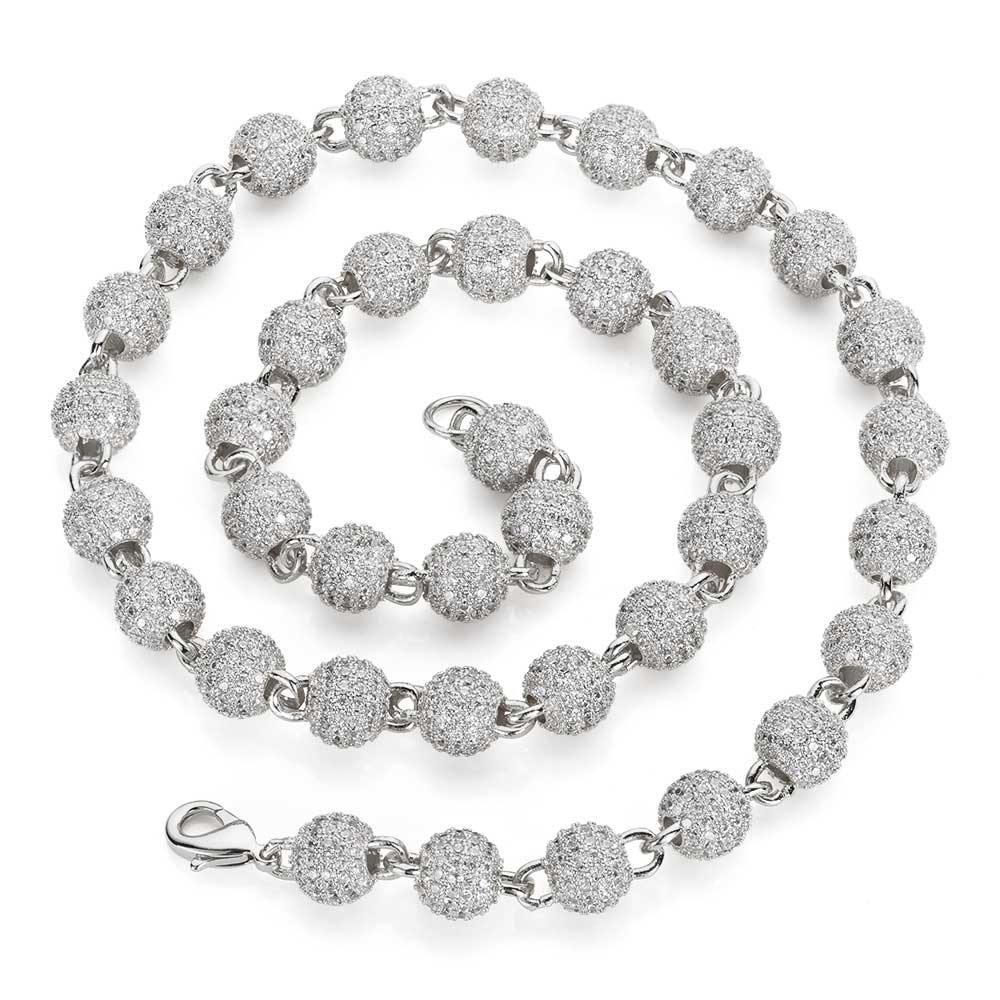 S925 Sterling Silver Moissanite Bead Chain Necklace