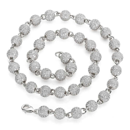 S925 Sterling Silver Moissanite Bead Chain Necklace