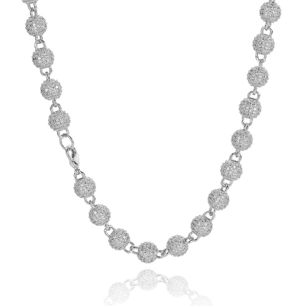 S925 Sterling Silver Moissanite Bead Chain Necklace