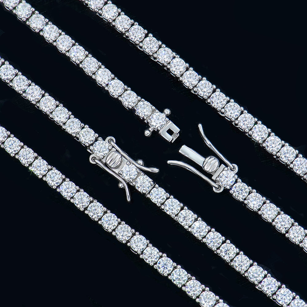 Bijoux GRA en argent Sterling 925 VVS Tennis, chaîne de collier en diamant Moissanite cultivé en laboratoire pour femmes et hommes, 3mm