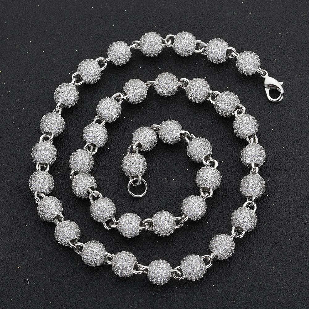 S925 Sterling Silver Moissanite Bead Chain Necklace