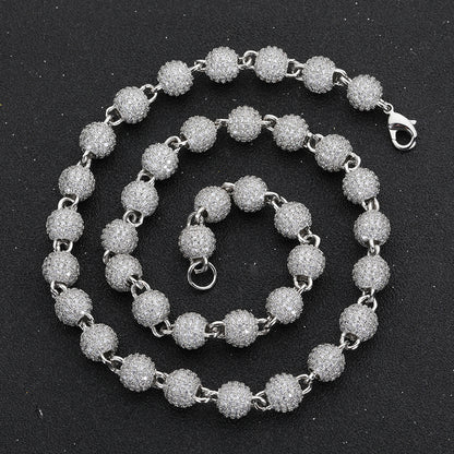 S925 Sterling Silver Moissanite Bead Chain Necklace