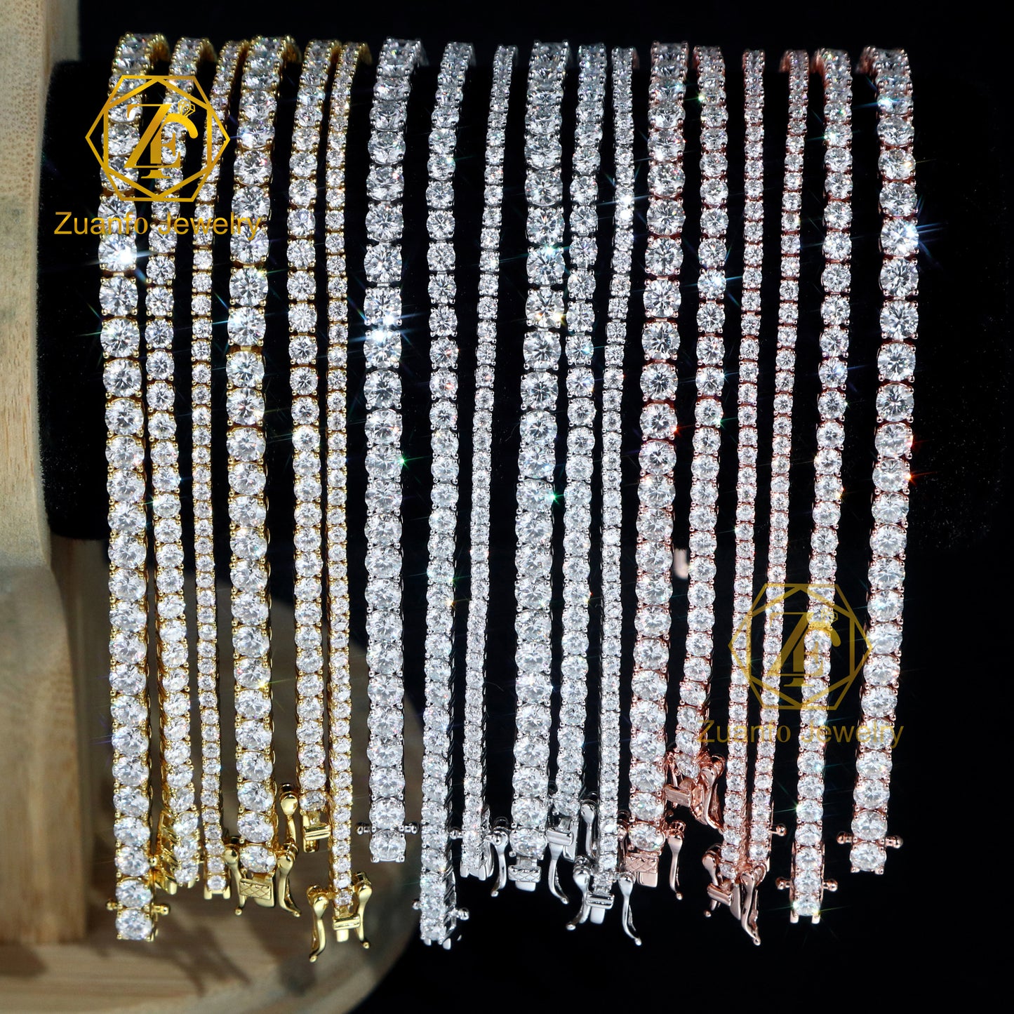 Lusso Uomo Donna Hip Hop Gioielleria Raffinata 2Mm 3Mm 4Mm 5Mm Diamante 925 Bracciale in argento VVS Moissanite Collana a catena da tennis
