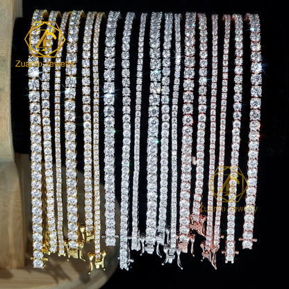 Lusso Uomo Donna Hip Hop Gioielleria Raffinata 2Mm 3Mm 4Mm 5Mm Diamante 925 Bracciale in argento VVS Moissanite Collana a catena da tennis