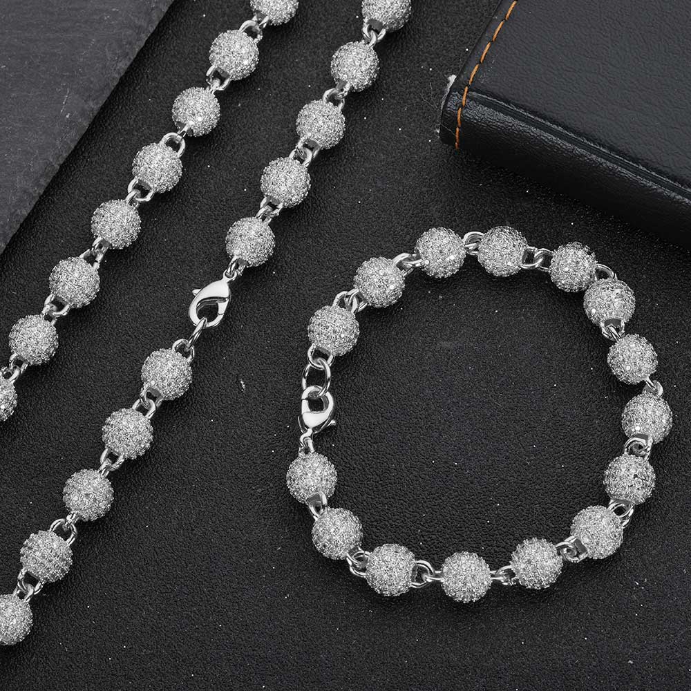 S925 Sterling Silver Moissanite Bead Chain Necklace