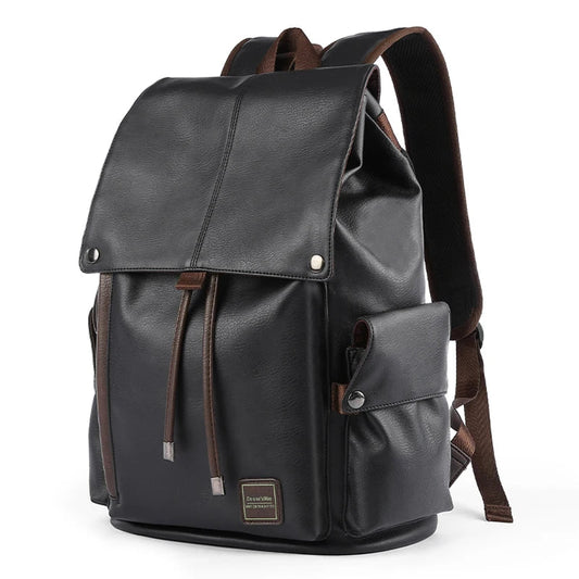 Men PU Leather Backpack for Laptop Male Business Mochilas Couro Masculina Motorcycle Back Pack Travel Rucksack School Book Bag - MCROONS.COM