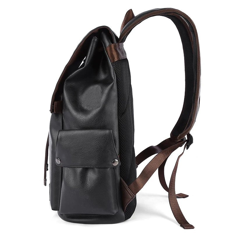 Men PU Leather Backpack for Laptop Male Business Mochilas Couro Masculina Motorcycle Back Pack Travel Rucksack School Book Bag - MCROONS.COM