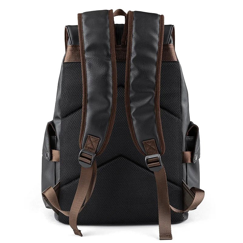 Men PU Leather Backpack for Laptop Male Business Mochilas Couro Masculina Motorcycle Back Pack Travel Rucksack School Book Bag - MCROONS.COM