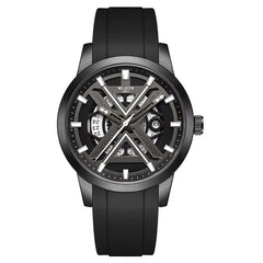 Men'S Luxury Black Wrist Watch with High Quality Silicone Strap Waterproof Luminous Quartz Watch for Men