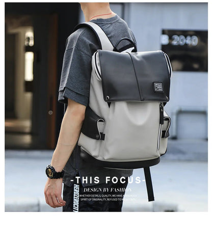 Mochila Vegan Leather Vintage Teenagers Daily School Backpack Laptop Backpack for Boys Faux Pu Leather Man Backpack - MCROONS.COM