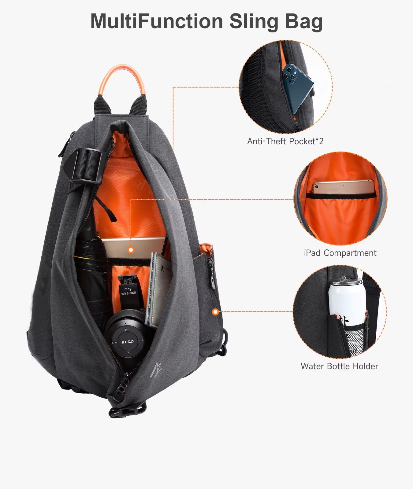 MOYYI Crossbody Bags for Men Sling Backpack Travel Hiking Pickleball Paddle Bag - MCROONS.COM