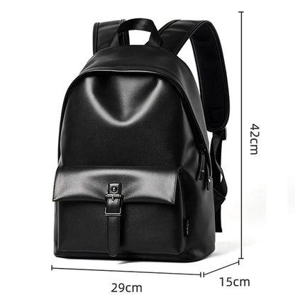 MOYYI Fashion PVC Leather Laptop Backpack for Men Anti - Theft Waterproof Men'S Backpacks Travel School Bags Outdoor - MCROONS.COM