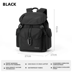 MOYYI Large Capacity 14 Inch Laptop Backpack for Men Outdoor Reflective Webbing School Bags Travel Backpack with Trolley Sleeve