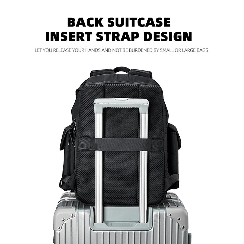 MOYYI Large Capacity 14 Inch Laptop Backpack for Men Outdoor Reflective Webbing School Bags Travel Backpack with Trolley Sleeve - MCROONS.COM