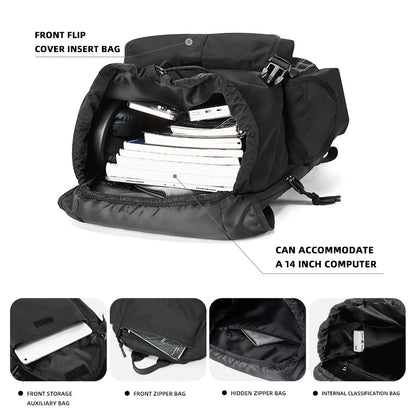 MOYYI Large Capacity 14 Inch Laptop Backpack for Men Outdoor Reflective Webbing School Bags Travel Backpack with Trolley Sleeve - MCROONS.COM