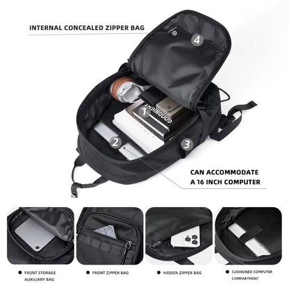 MOYYI Lightweight Casual Men'S School Backpack Student Black Waterproof Polyester Laptop Backpack for Man with Woven Logo - MCROONS.COM