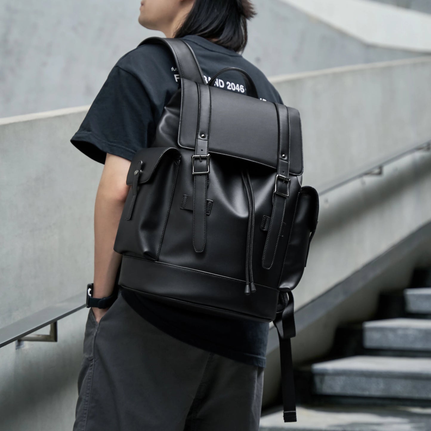 MOYYI Luxury PU Leather Bags for Men'S Backpack Business Travel Laptop Backpack - MCROONS.COM