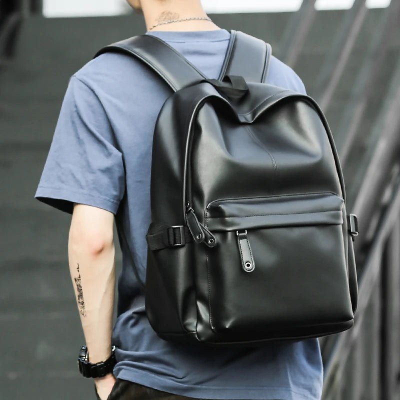 MOYYI Men's PU Leather Travel Backpack with Laptop Compartment - MCROONS.COM