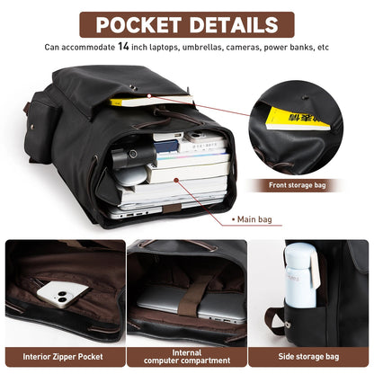 MOYYI PU Leather Bags for Men Waterproof Mochilas Men PU Leather Laptop Backpack - MCROONS.COM