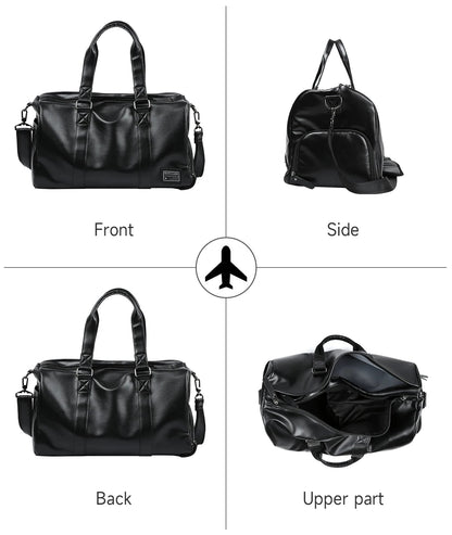 MOYYI PU Leather Travel Bags for Men Duffle Bag Outdoor Leather Men'S Travel Bag - MCROONS.COM