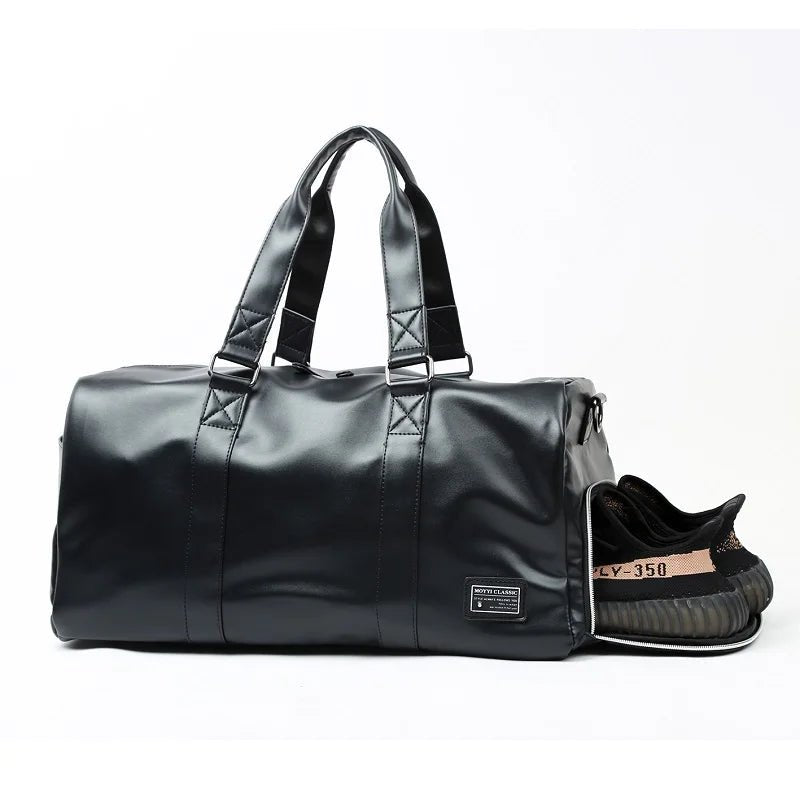 MOYYI PU Leather Travel Bags for Men Duffle Bag Outdoor Leather Men'S Travel Bag - MCROONS.COM