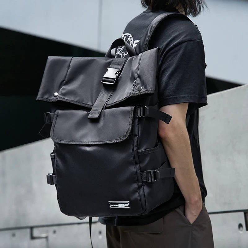 MOYYI Roll - Top Men'S Laptop Backpack Waterproof Outdoor Travel Backpack for Man Sport Camping Polyester Backpacks - MCROONS.COM