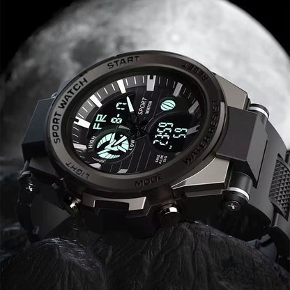 Multifunctional Outdoor Sports Watch Youth Silicone Electronic Watch Quartz Electronic Double Display Waterproof Luminous Watch - MCROONS.COM