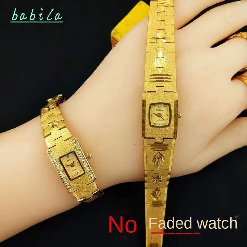 New Brass Women'S Watch 24K Gold Watch Gift for Lovers Inlaid Diamonds Small Luxury Retro Carved Vintage Retro - MCROONS.COM