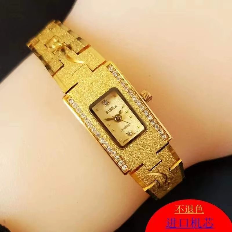 New Brass Women'S Watch 24K Gold Watch Gift for Lovers Inlaid Diamonds Small Luxury Retro Carved Vintage Retro - MCROONS.COM