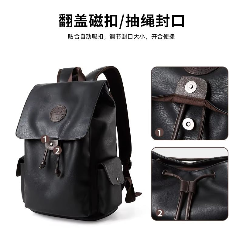 New Fashion Wholesale Waterproof Backpack Black Business School Men Designer Leather Backpacks - MCROONS.COM