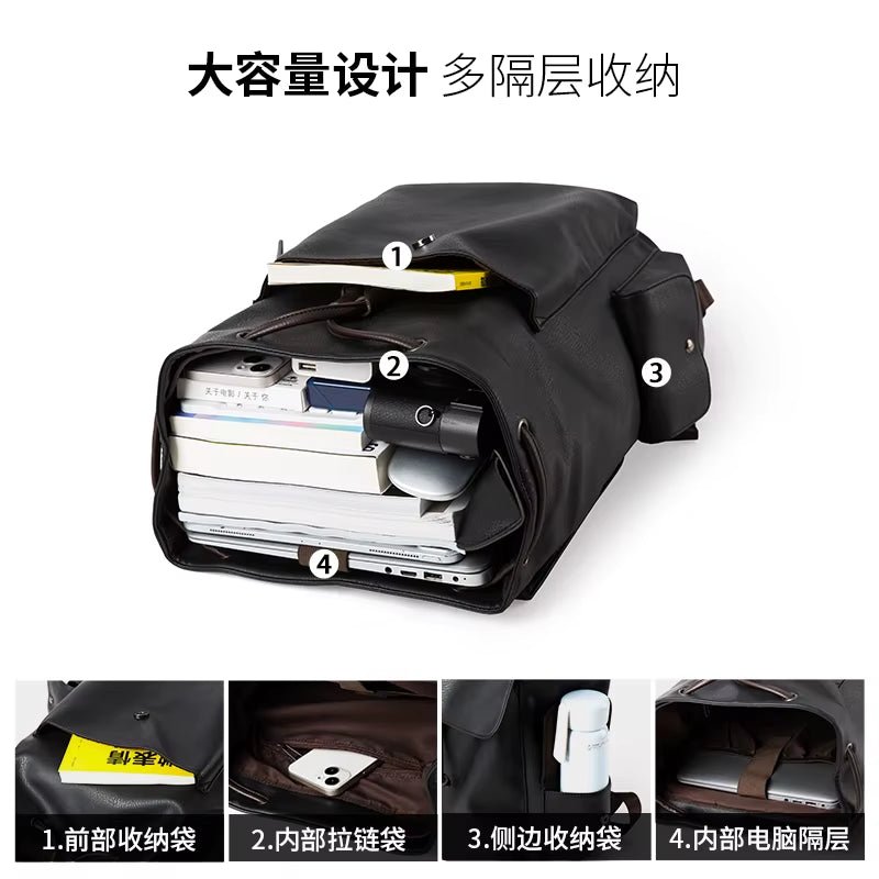 New Fashion Wholesale Waterproof Backpack Black Business School Men Designer Leather Backpacks - MCROONS.COM