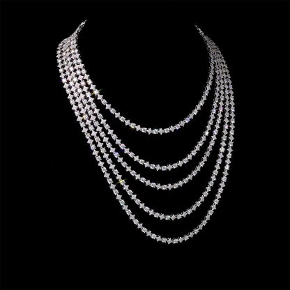 NUOYA Iced Out Tennis Chain Necklace 6Mm Spring Lock Clasp round Zircon Star Design Sparkling Diamond Hip Hop Jewelry - MCROONS.COM