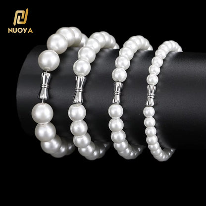 Nuoya Pearl Jewelry Fashion Beaded Bracelet White round Pearls Bracelet Women - MCROONS.COM