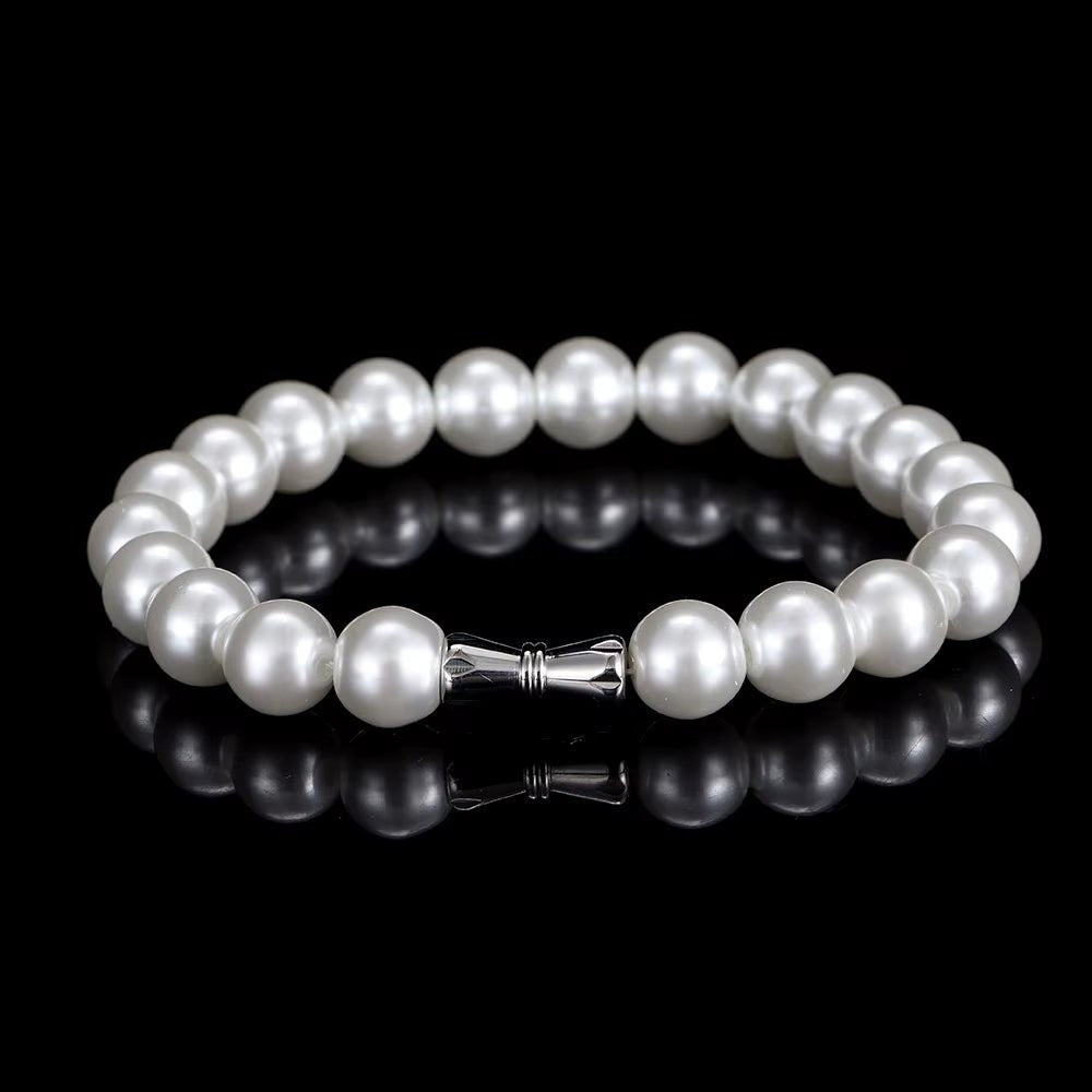 Nuoya Pearl Jewelry Fashion Beaded Bracelet White round Pearls Bracelet Women - MCROONS.COM